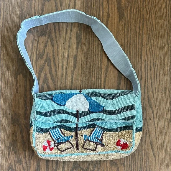 Beach-Themed Beaded Shoulder Bag Price Firm - Picture 1 of 8